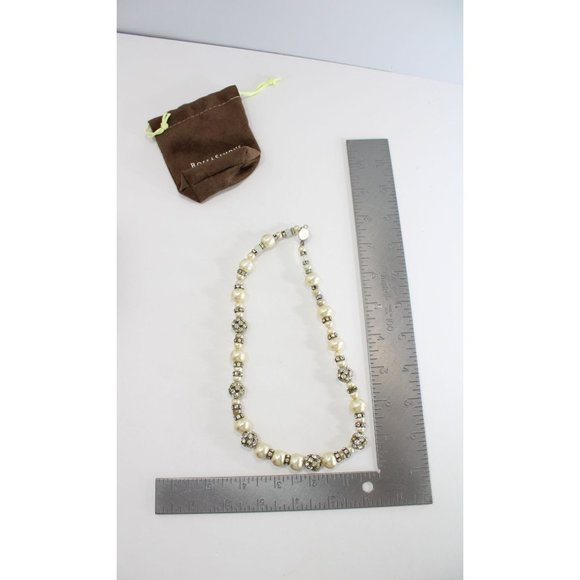 Ross & Simons Necklace Strand Faux Pearls Crystal Beaded Sterling Clasp 77389 - Picture 4 of 4